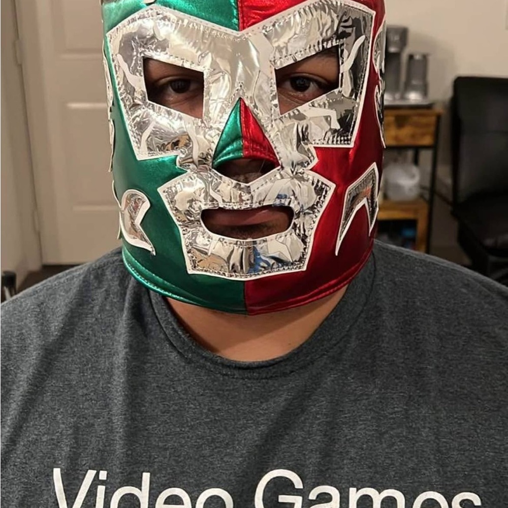 Lucha Libre Wrestling Mask - Red, Green, and Silver